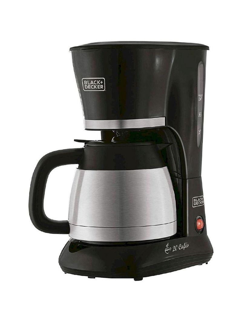 Cafeteira 20 xícaras com jarra térmica preta 220v black decker
