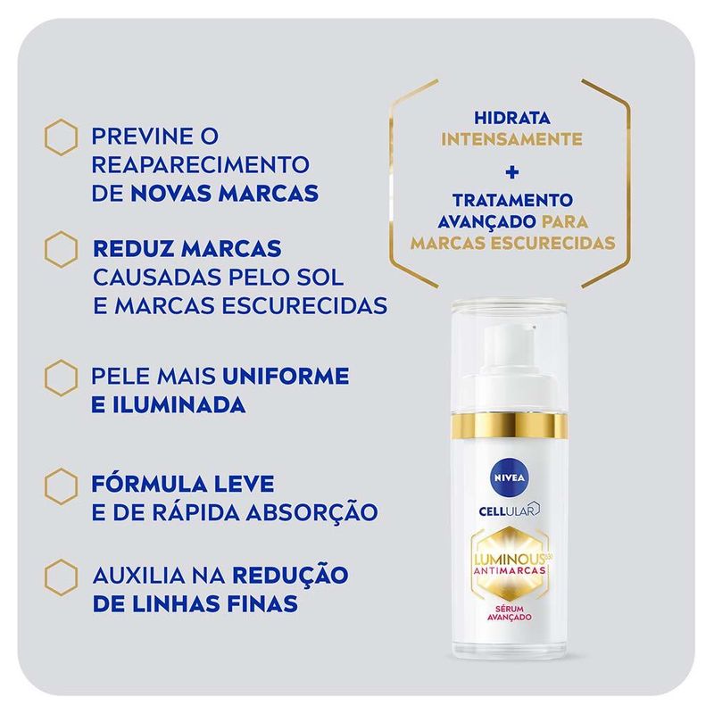 Sérum facial nivea cellular luminous 630° com Ácido hialurônico