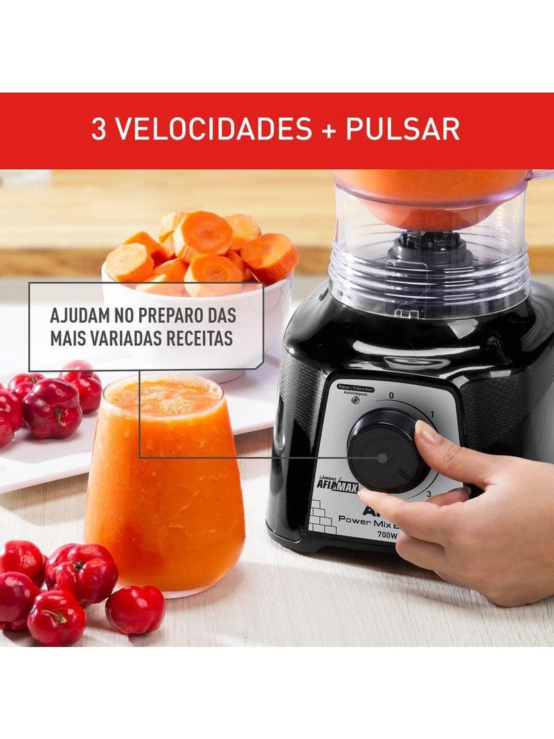 Liquidificador arno power mix essential lq19 700w jarra 2,4l 3 velocidades preto
