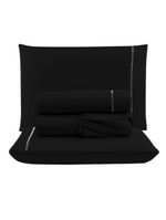 Jogo cama lençol unique queen micro percal 400 fios ponto palito 4 peças - preto
