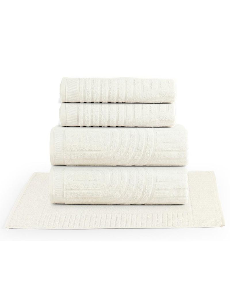 Jogo de banho dunna toalhas macias 100% algodão fio penteado 5 peças off white