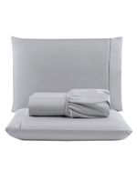 Jogo cama lençol unique queen micro percal 400 fios ponto palito 3 peças - cinza