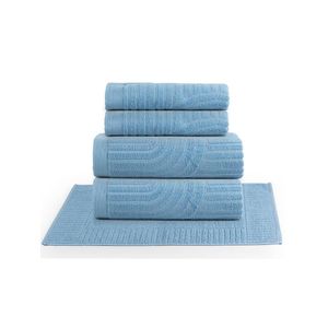 Jogo de banho dunna toalhas macias 100% algodão fio penteado 5 peças oceano azul