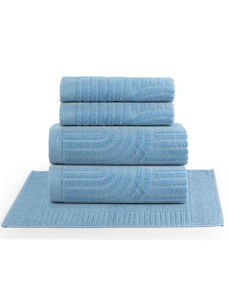 Jogo de banho dunna toalhas macias 100% algodão fio penteado 5 peças oceano azul