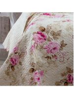 Kit Cobre Leito Colcha Mix King Estampado Dupla Face Floral 3 Peças - Diana