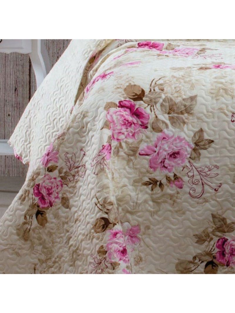 Kit Cobre Leito Colcha Mix King Estampado Dupla Face Floral 3 Peças - Diana