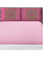 Jogo cama lençol shine king microfibra 180 fios 3 peças - mandala rosa