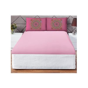 Jogo cama lençol shine king microfibra 180 fios 3 peças - mandala rosa