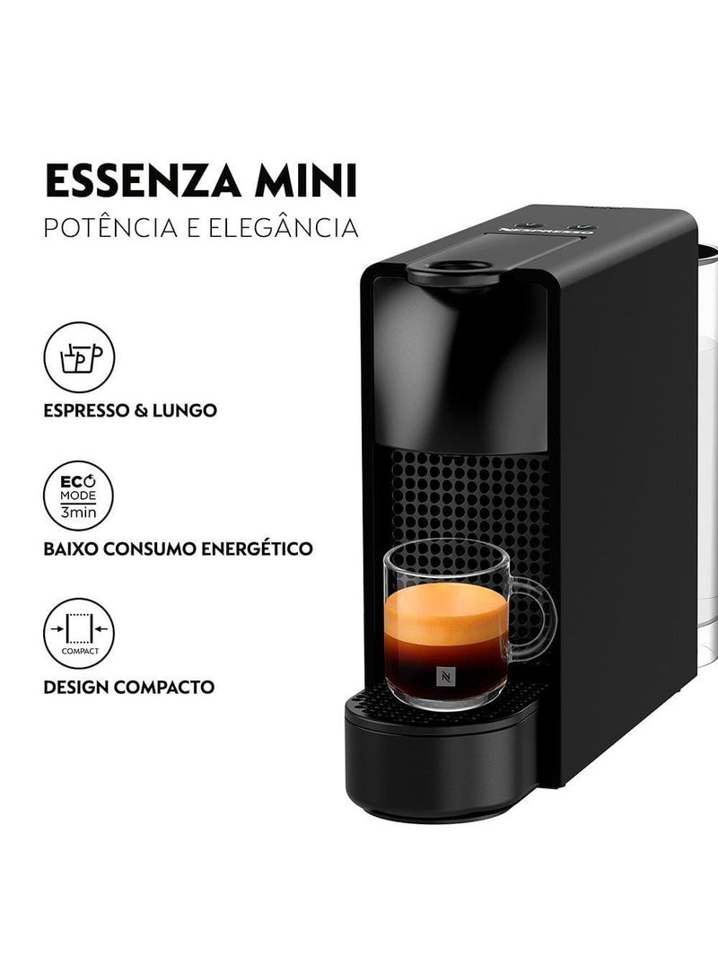 Cafeteira nespresso essenza mini c30 com kit de cápsulas para degustação - preta