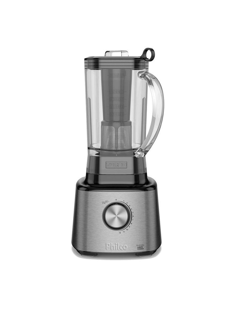 Liquidificador philco plq2100pi turbo preto 1400w com 12 velocidades - preto/inox