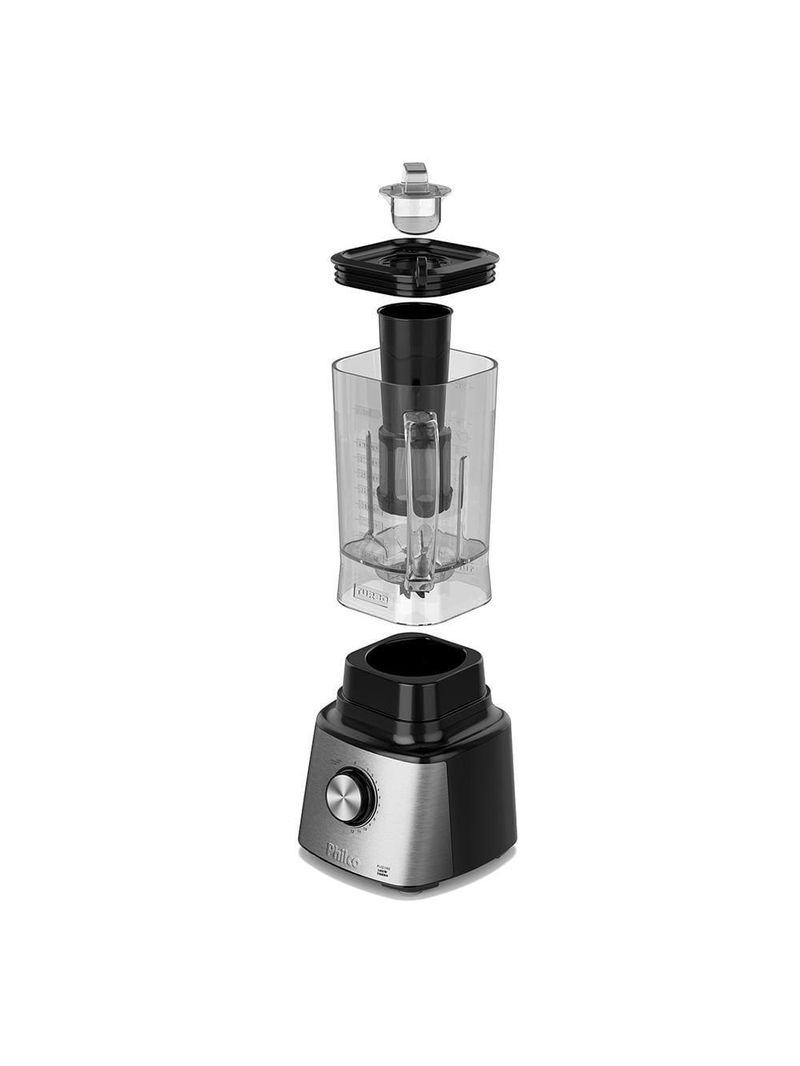 Liquidificador philco plq2100pi turbo preto 1400w com 12 velocidades - preto/inox