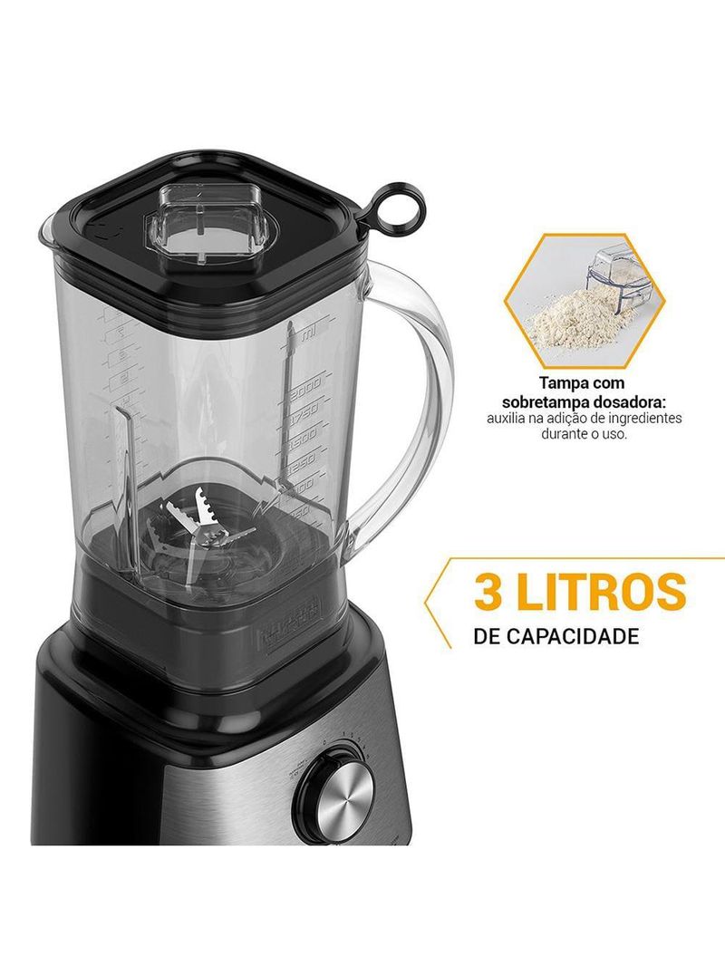 Liquidificador philco plq2100pi turbo preto 1400w com 12 velocidades - preto/inox
