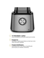Liquidificador philco plq2100pi turbo preto 1400w com 12 velocidades - preto/inox