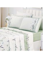 Jogo cama lençol santorini queen estampa florida percal 300 fios 4 peças - verde lavanda