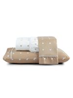 Jogo cama lençol meggy poá king bolinhas micropercal 200 fios 3 peças - bege