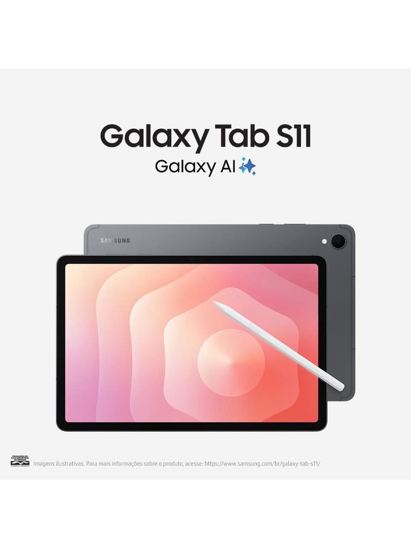 Tablet samsung galaxy tab s11 11” android 16 dimensity 9400+ wi-fi 256gb 13mp s pen cinza