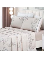 Jogo cama lençol santorini king estampa florida percal 300 fios 4 peças - ramos malva