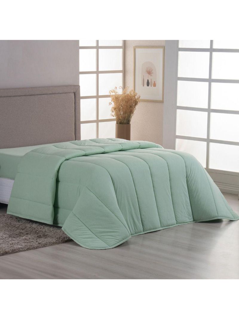 Edredom Cobertor Casa Scarpa Sonnet King Malha Lisa Dupla Face 100% Algodão - Verde Claro
