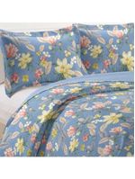 Kit Cobre Leito Colcha Mix King Estampado Dupla Face Floral 3 Peças - Leona