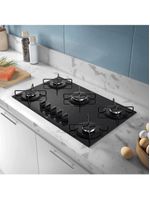 Cooktop 5 Bocas Preto Mesa De Vidro Atlas Agile Up Mega Chama Bivolt