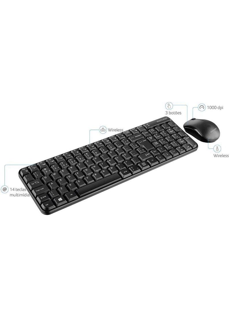 Multilaser Combo Teclado + Mouse Cs200 Usb