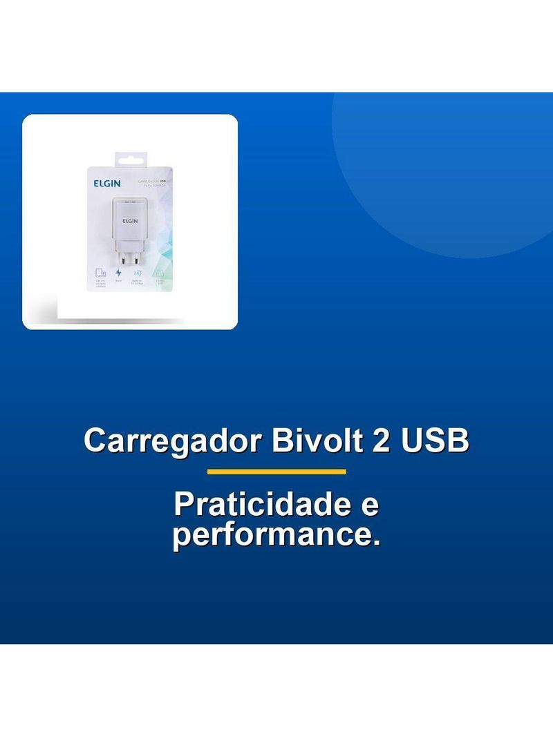 Carregador De Tomada 2x Usb 5v 21a Bivolt