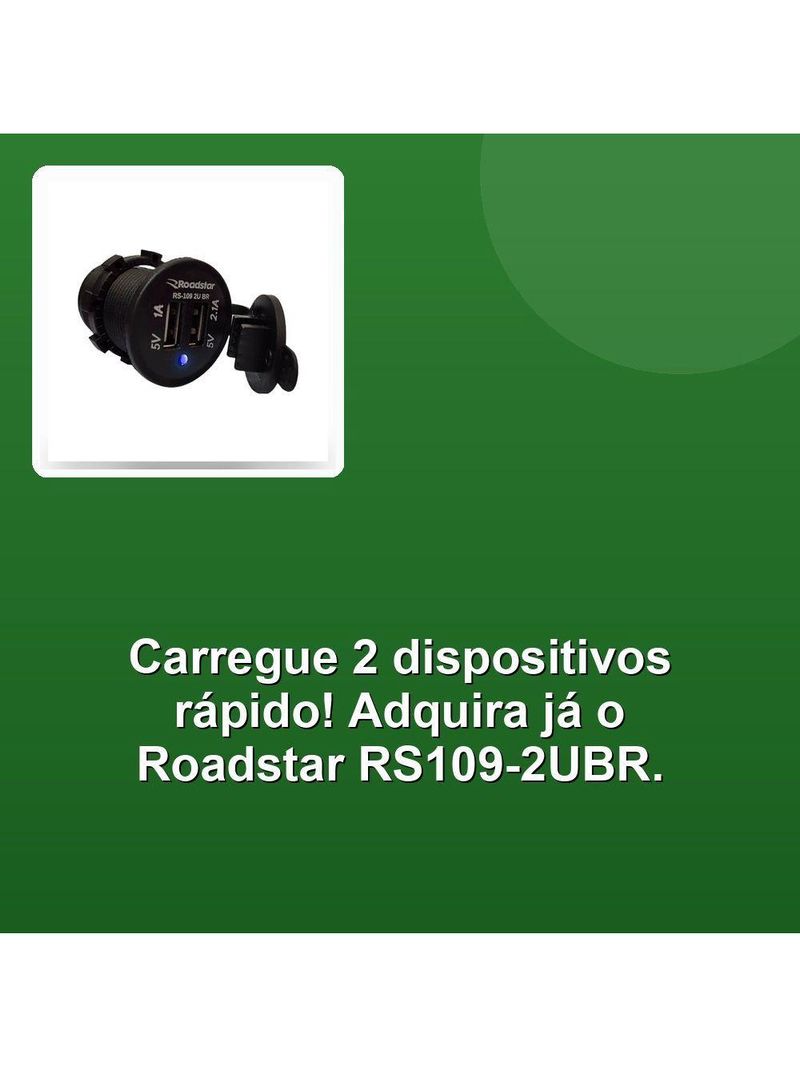 Carregador De Celular Roadstar Rs109-2ubr Com 2 Usb