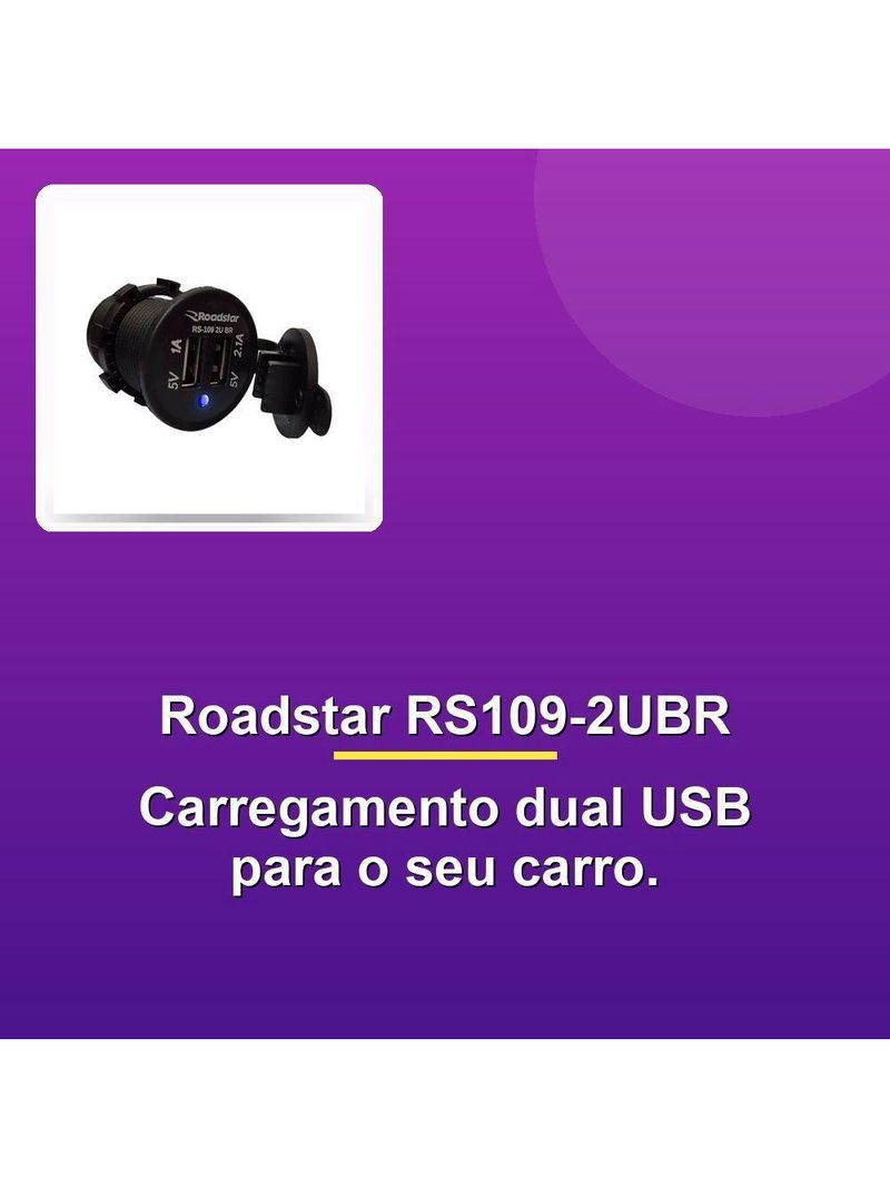 Carregador De Celular Roadstar Rs109-2ubr Com 2 Usb