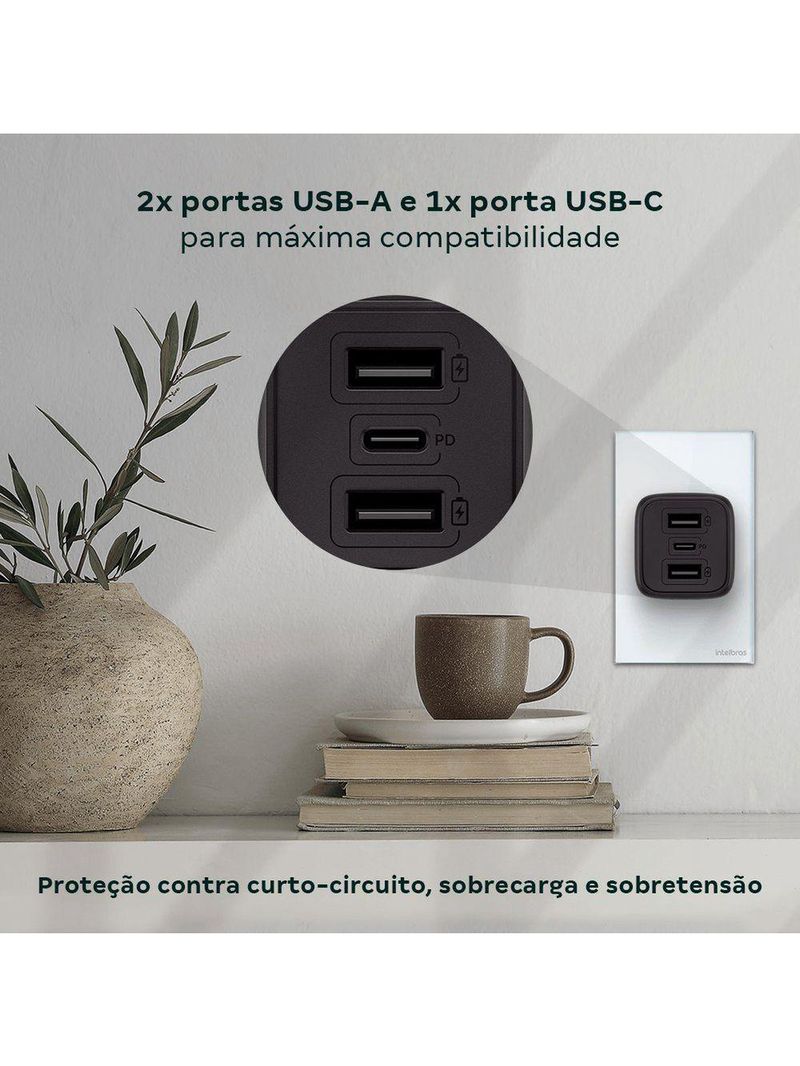 Carregador Ultrarrápido 32w C- 3 Portas Usb 2 Usb-a + 1 Usb