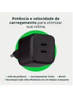 Carregador Ultrarrápido 45w Com 2 Portas Usb-c Gan Ec20 4820