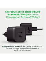 Carregador Ultrarrápido 45w Com 2 Portas Usb-c Gan Ec20 4820