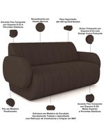 Sofá 2 Lugares Sala Living Orgânico 168cm Fávara K01 Veludo Marrom - Lyam Decor