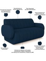 Sofá 2 Lugares Sala Living Orgânico 168cm Fávara K01 Veludo Azul Marinho - Lyam Decor