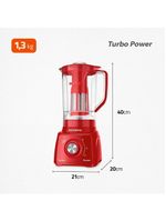 Liquidificador mondial turbo power l99-fr 2,2l 500w 3 velocidades vermelho