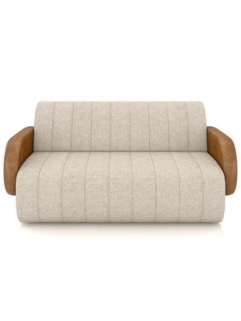 Sofá 2 Lugares Sala Living Orgânico 148cm Fávara K01 Couríssimo Whisky Linho Champanhe - Lyam Decor