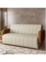 Sofá 2 Lugares Sala Living Orgânico 148cm Fávara K01 Couríssimo Whisky Linho Champanhe - Lyam Decor