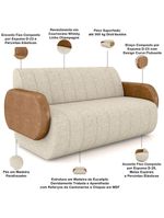 Sofá 2 Lugares Sala Living Orgânico 148cm Fávara K01 Couríssimo Whisky Linho Champanhe - Lyam Decor