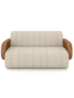 Sofá 3 Lugares Sala Living Orgânico 188cm Fávara K01 Couríssimo Whisky Linho Champanhe - Lyam Decor