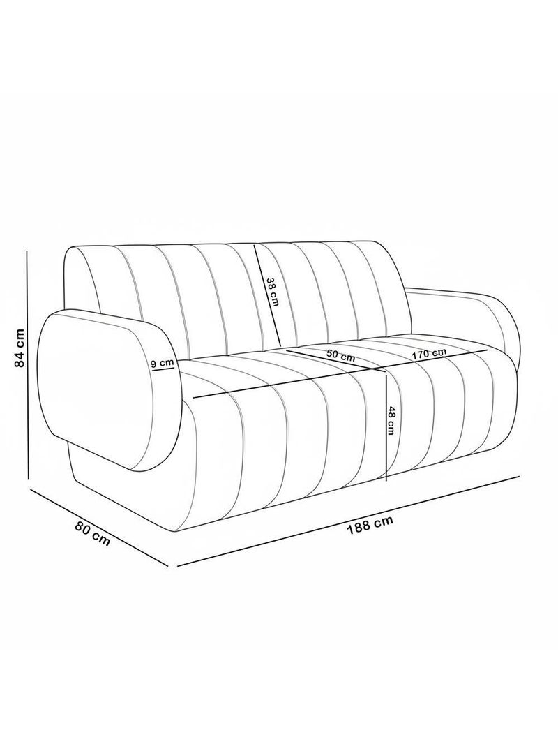 Sofá 3 Lugares Sala Living Orgânico 188cm Fávara K01 Couríssimo Whisky Linho Champanhe - Lyam Decor