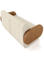 Sofá 3 Lugares Sala Living Orgânico 188cm Fávara K01 Couríssimo Whisky Linho Champanhe - Lyam Decor