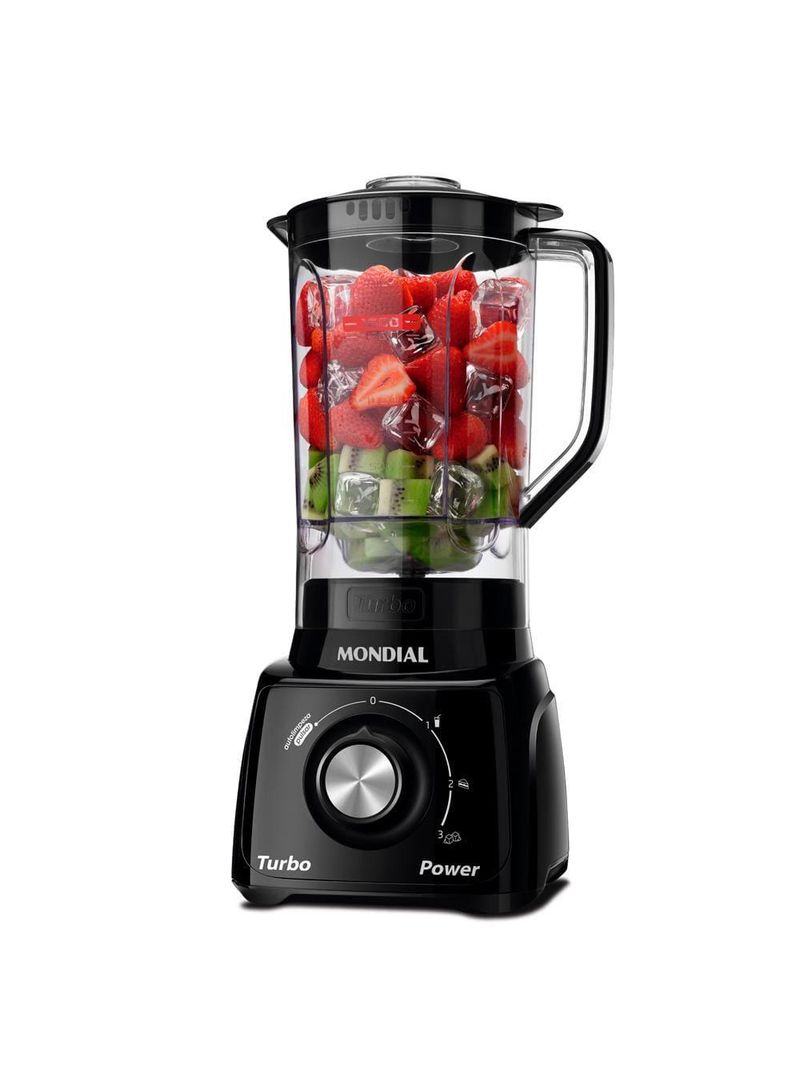 Liquidificador mondial turbo power l-99 fb copo san cristal 3 velocidades 550w preto