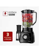 Liquidificador mondial turbo power l-99 fb copo san cristal 3 velocidades 550w preto