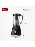 Liquidificador mondial turbo power l-99 fb copo san cristal 3 velocidades 550w preto