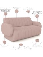 Sofá 2 Lugares Sala Living Orgânico 148cm Fávara K01 Veludo Rosê - Lyam Decor