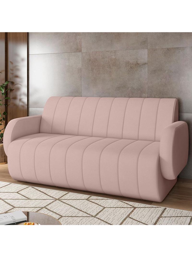 Sofá 2 Lugares Sala Living Orgânico 148cm Fávara K01 Veludo Rosê - Lyam Decor