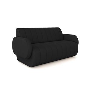Sofá 3 Lugares Sala Living Orgânico 188cm Fávara K01 Veludo Preto - Lyam Decor