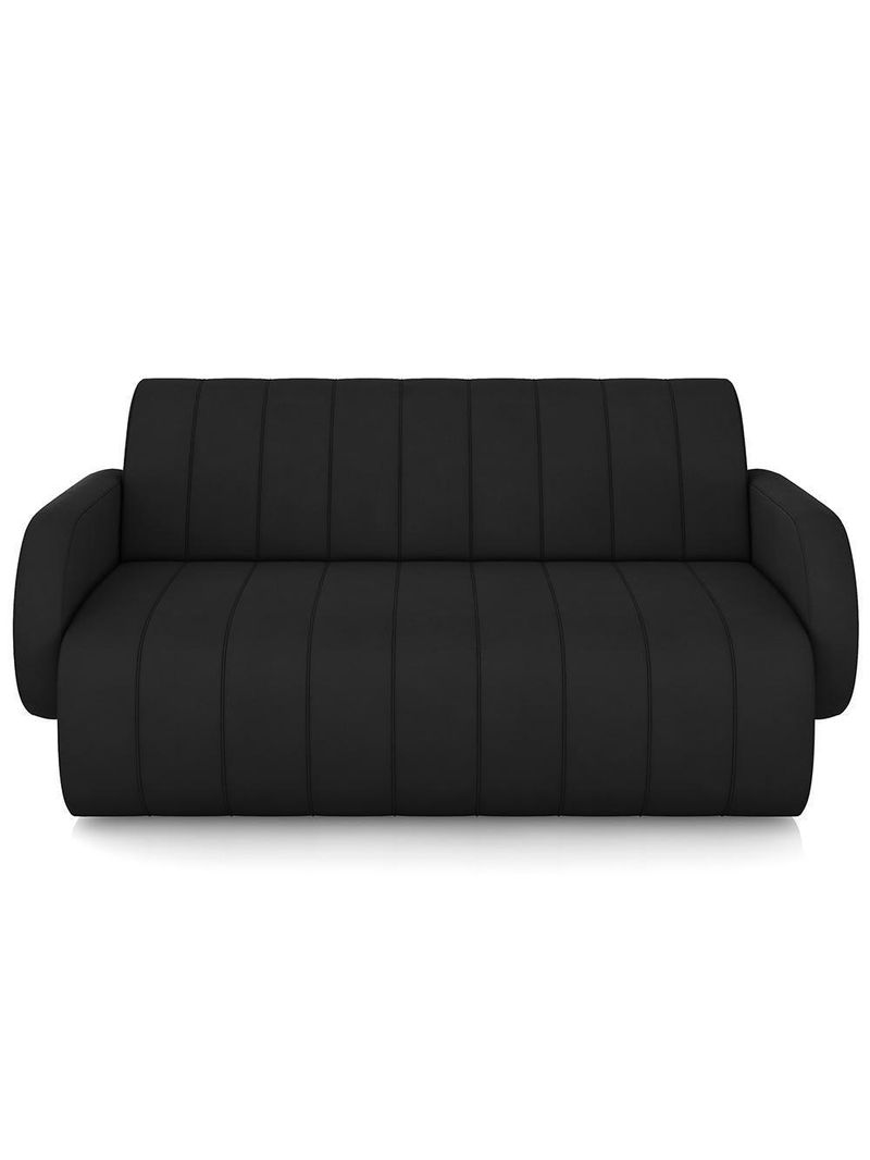 Sofá 3 Lugares Sala Living Orgânico 188cm Fávara K01 Veludo Preto - Lyam Decor