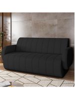 Sofá 3 Lugares Sala Living Orgânico 188cm Fávara K01 Veludo Preto - Lyam Decor