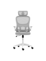 Cadeira Escritório Ergonômica Cinza Com Suporte Lombar Estofado E Apoio De Cabeça Cinza