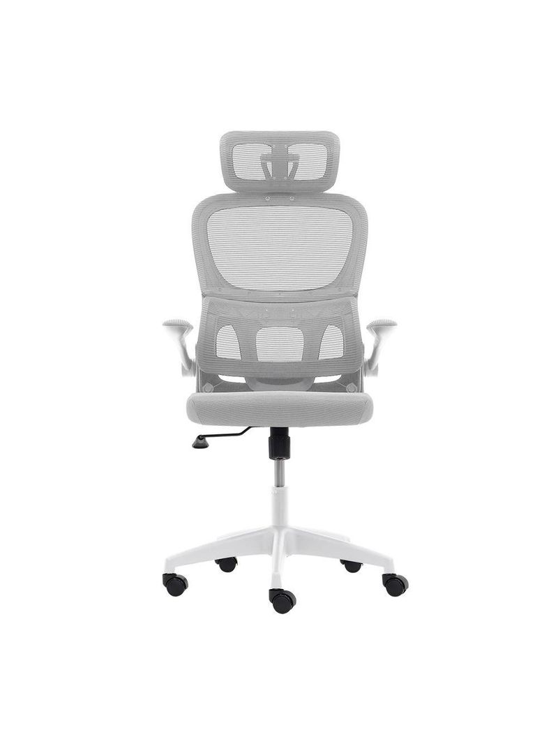 Cadeira Escritório Ergonômica Cinza Com Suporte Lombar Estofado E Apoio De Cabeça Cinza